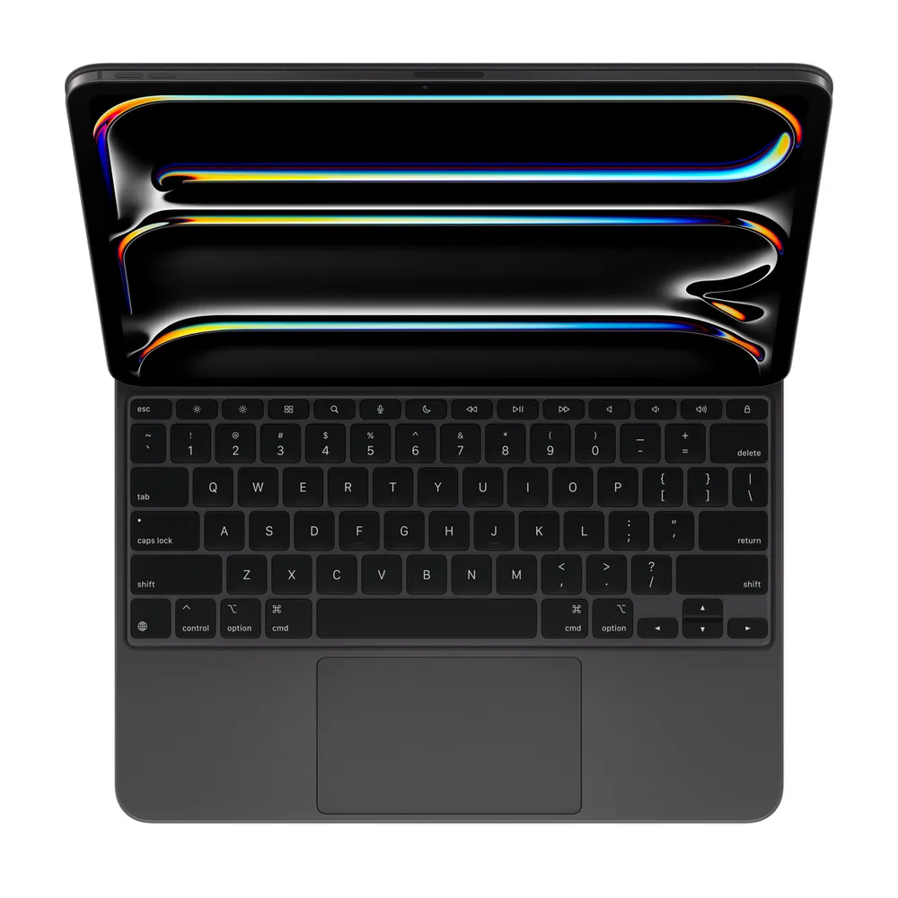 Magic Keyboard for iPad Pro 13-inch — Haptic trackpad and backlit keys, in aluminium.